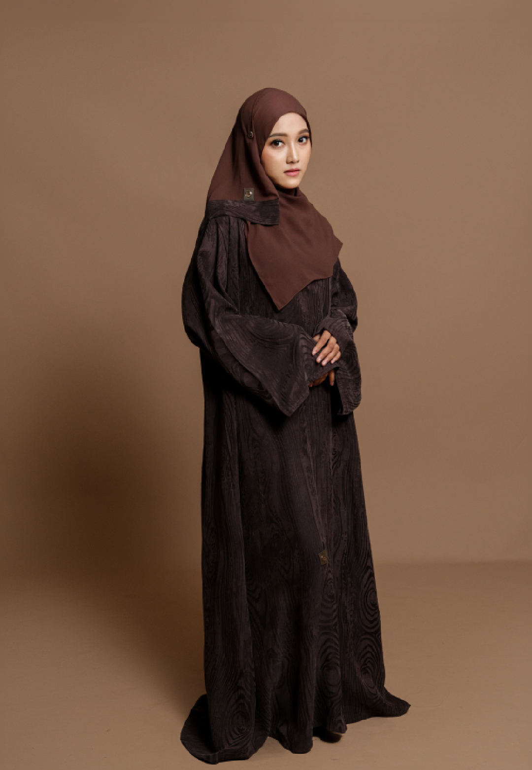 SHARQIAA Abaya Washed Silk Tree